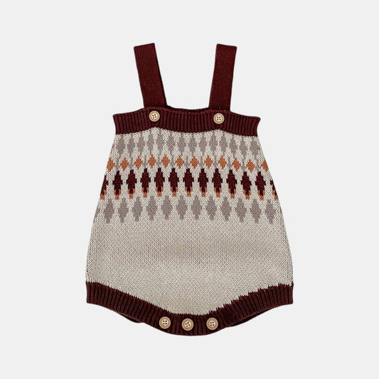 Chestnut Argyle Cotton Knit Romper (3m-3yrs)