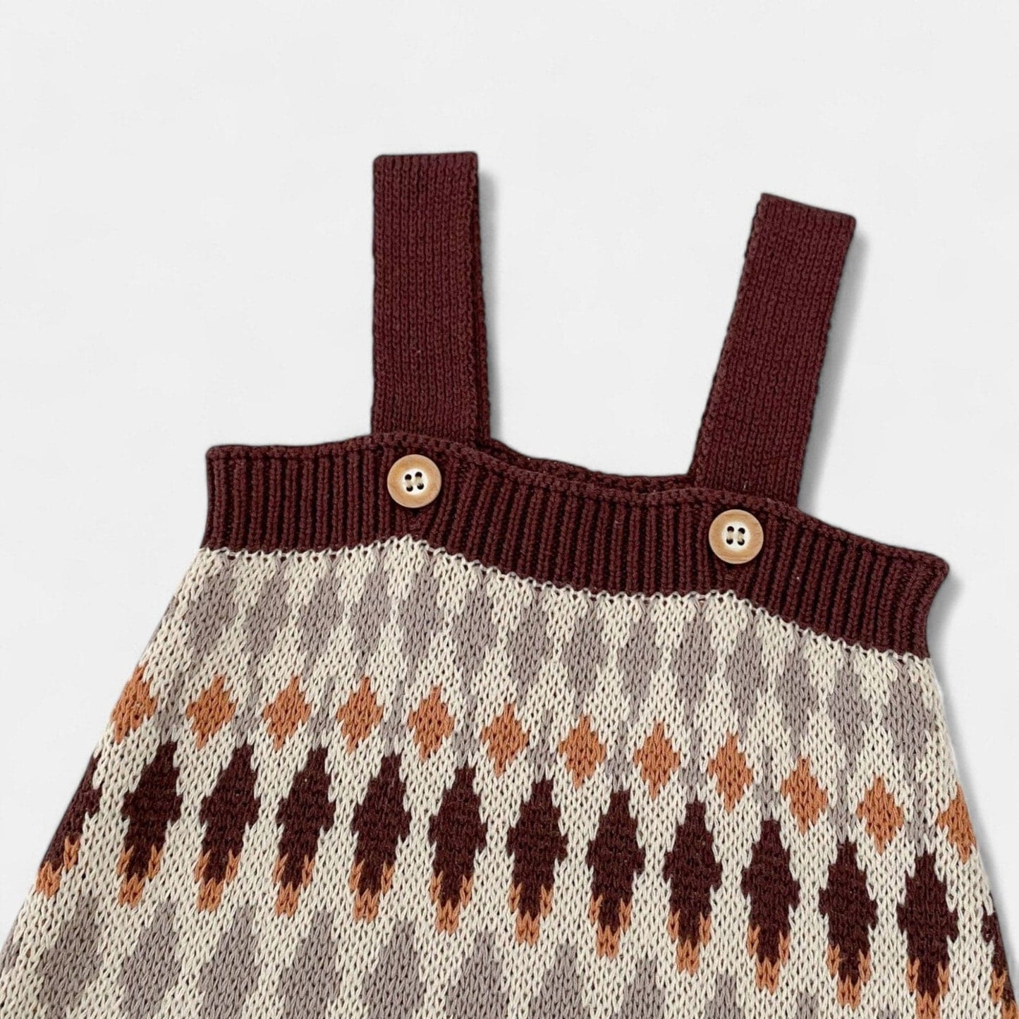 Chestnut Argyle Cotton Knit Romper (3m-3yrs)