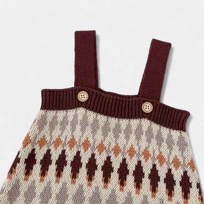 Chestnut Argyle Cotton Knit Romper (3m-3yrs)