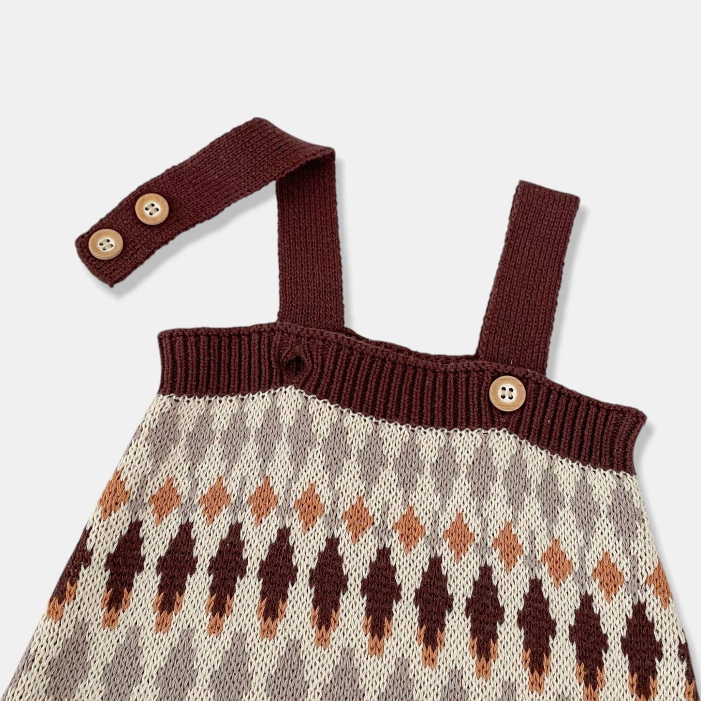 Chestnut Argyle Cotton Knit Romper (3m-3yrs)