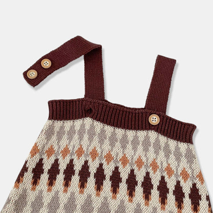 Chestnut Argyle Cotton Knit Romper (3m-3yrs)