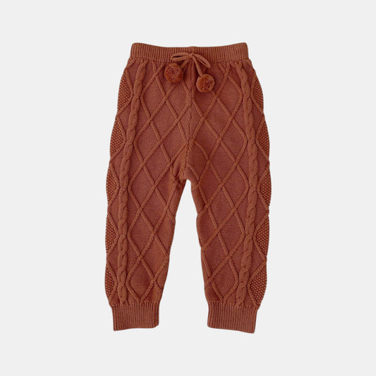 Chestnut Lattice Cotton Knit Trousers (3m-3yrs)