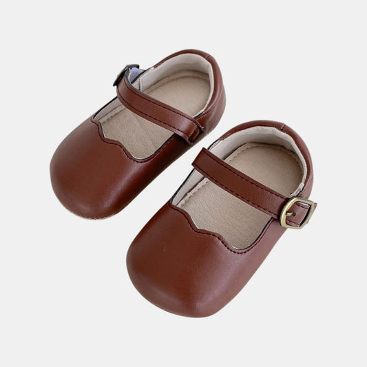 Chestnut Scallop Mary Jane Baby Shoes (11-13cm)