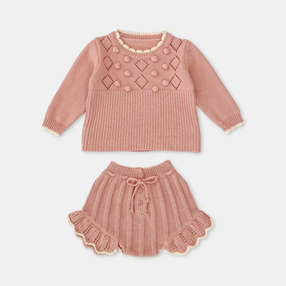 Chloe Pom Cotton Knit Set (3m-3yrs)