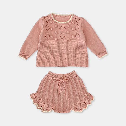 Chloe Pom Cotton Knit Set (3m-3yrs)