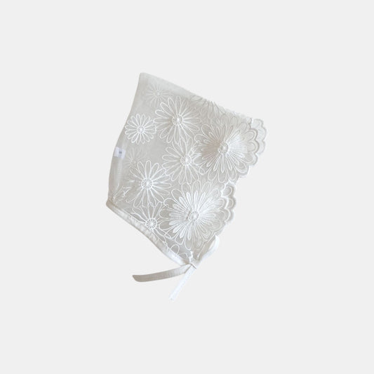 Chrysanthemum Floral Lace Baby Bonnet (0m-3yrs)