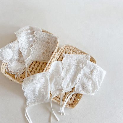 Chrysanthemum Floral Lace Baby Bonnet (0m-3yrs)