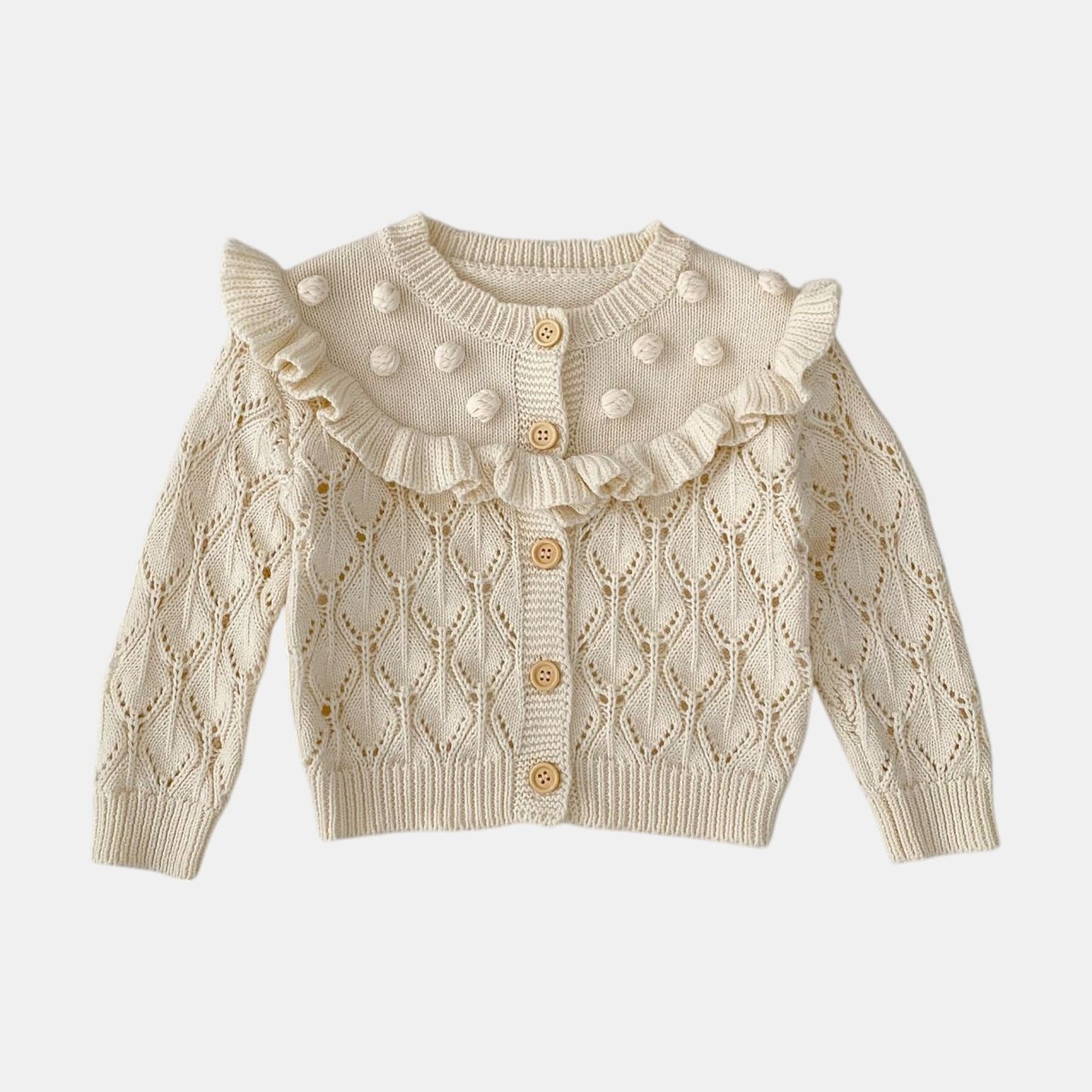 Coco Ruffle Knit Cardigan - Cream (3m-3yrs)
