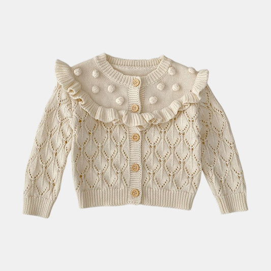 Coco Ruffle Knit Cardigan - Cream (3m-3yrs)