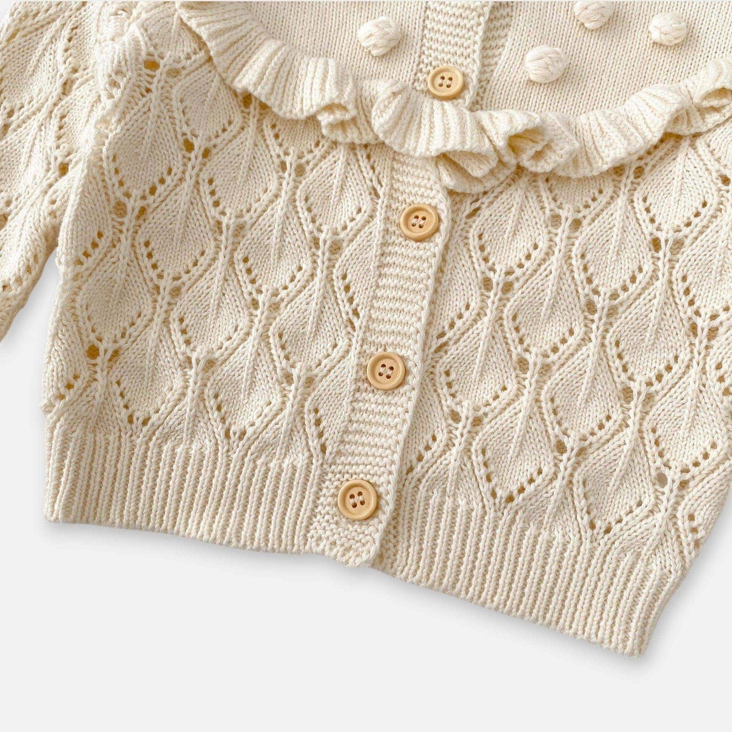 Coco Ruffle Knit Cardigan - Cream (3m-3yrs)