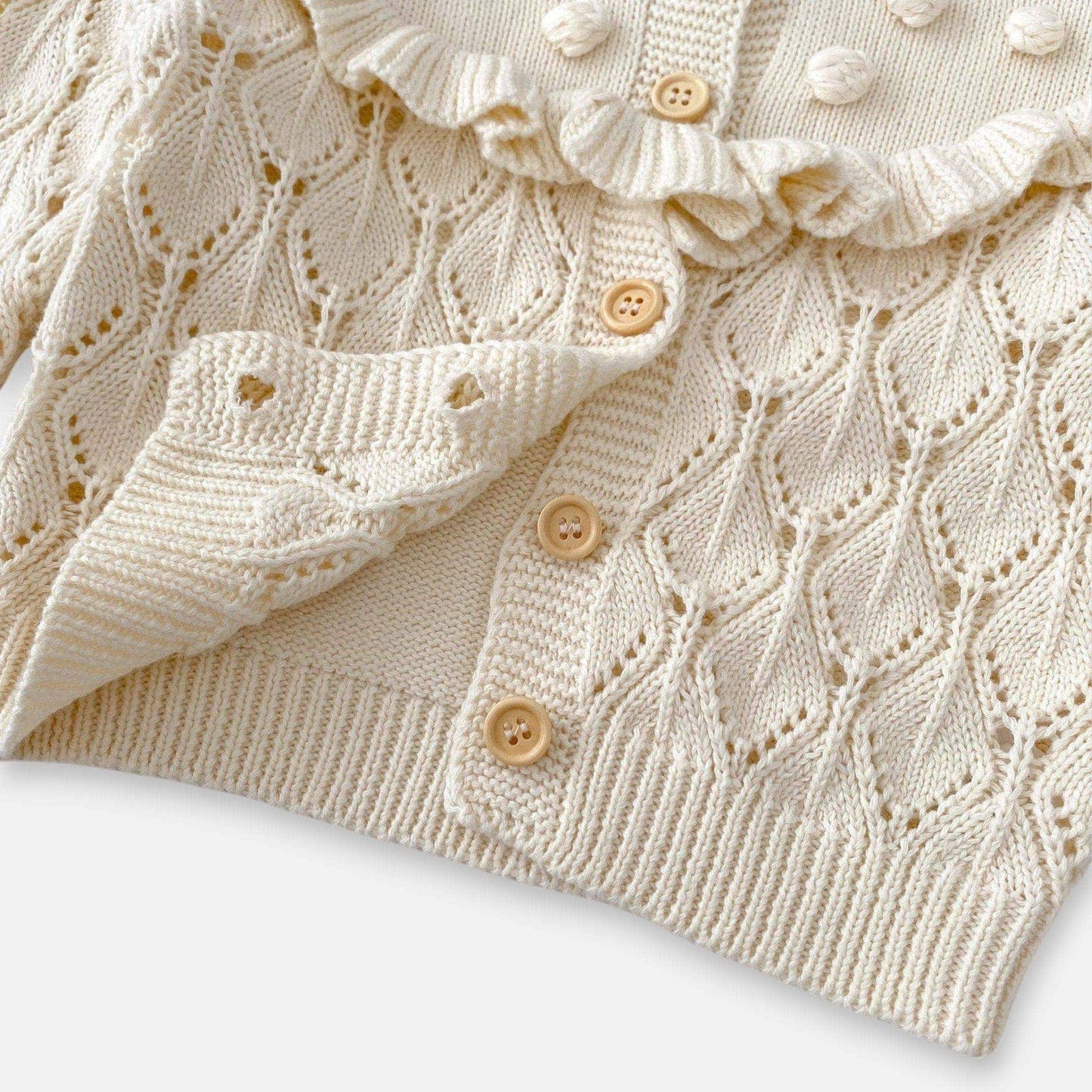 Coco Ruffle Knit Cardigan - Cream (3m-3yrs)