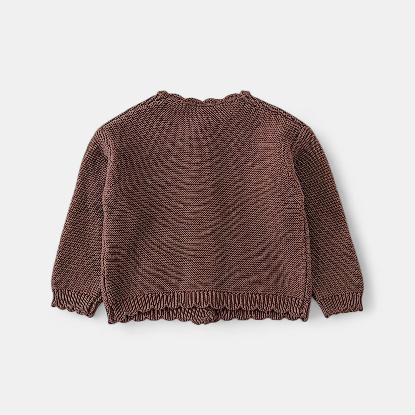 Leni Scallop Knit Cardigan - Cocoa (3m-3yrs)