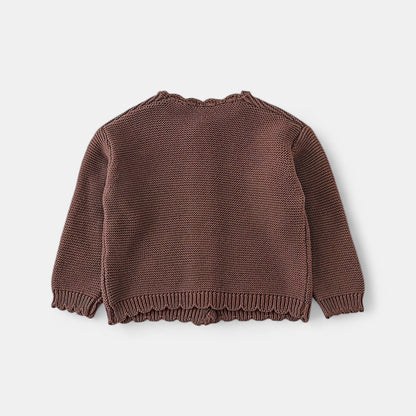 Leni Scallop Knit Cardigan - Cocoa (3m-3yrs)