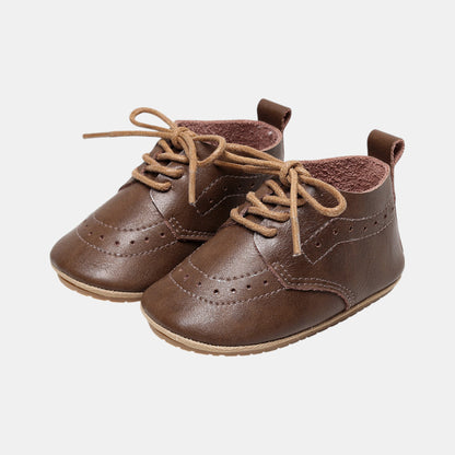 Coffee Brown Leather Baby Boots (11-13cm)