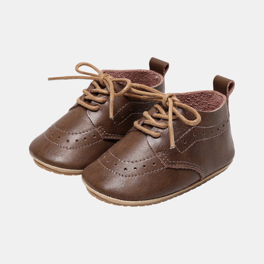 Coffee Brown Leather Baby Boots (11-13cm)