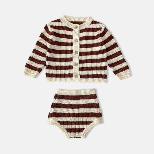 Coffee Stripes Cotton Knit Set (3m-3yrs)