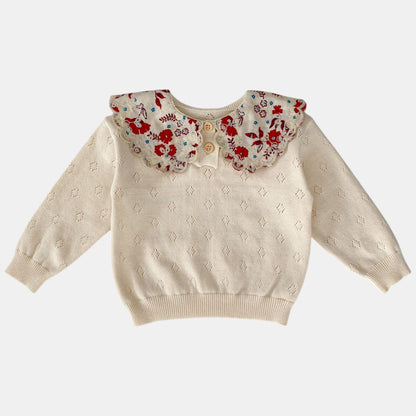 Colette Cream Knit Cotton Sweater (3m-3yrs)