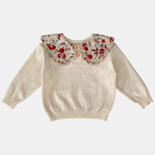 Colette Cream Knit Cotton Sweater (3m-3yrs)