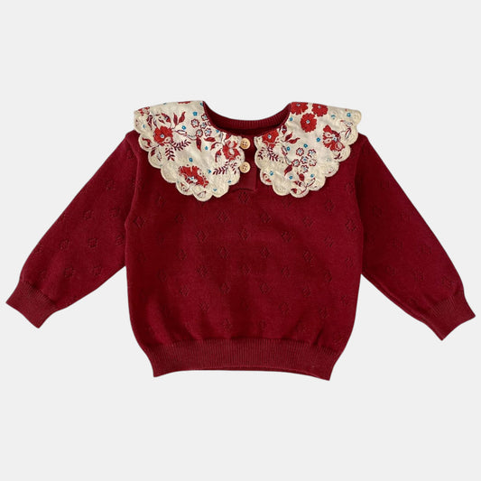 Colette Rouge Knit Cotton Sweater (3m-3yrs)
