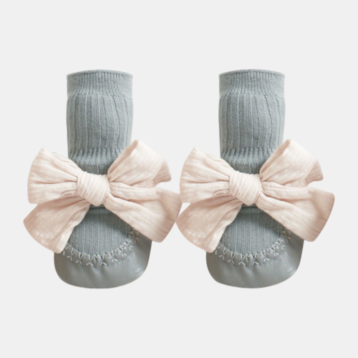 Cotton Bow Baby Slipper Socks, Blue (11-13cm)