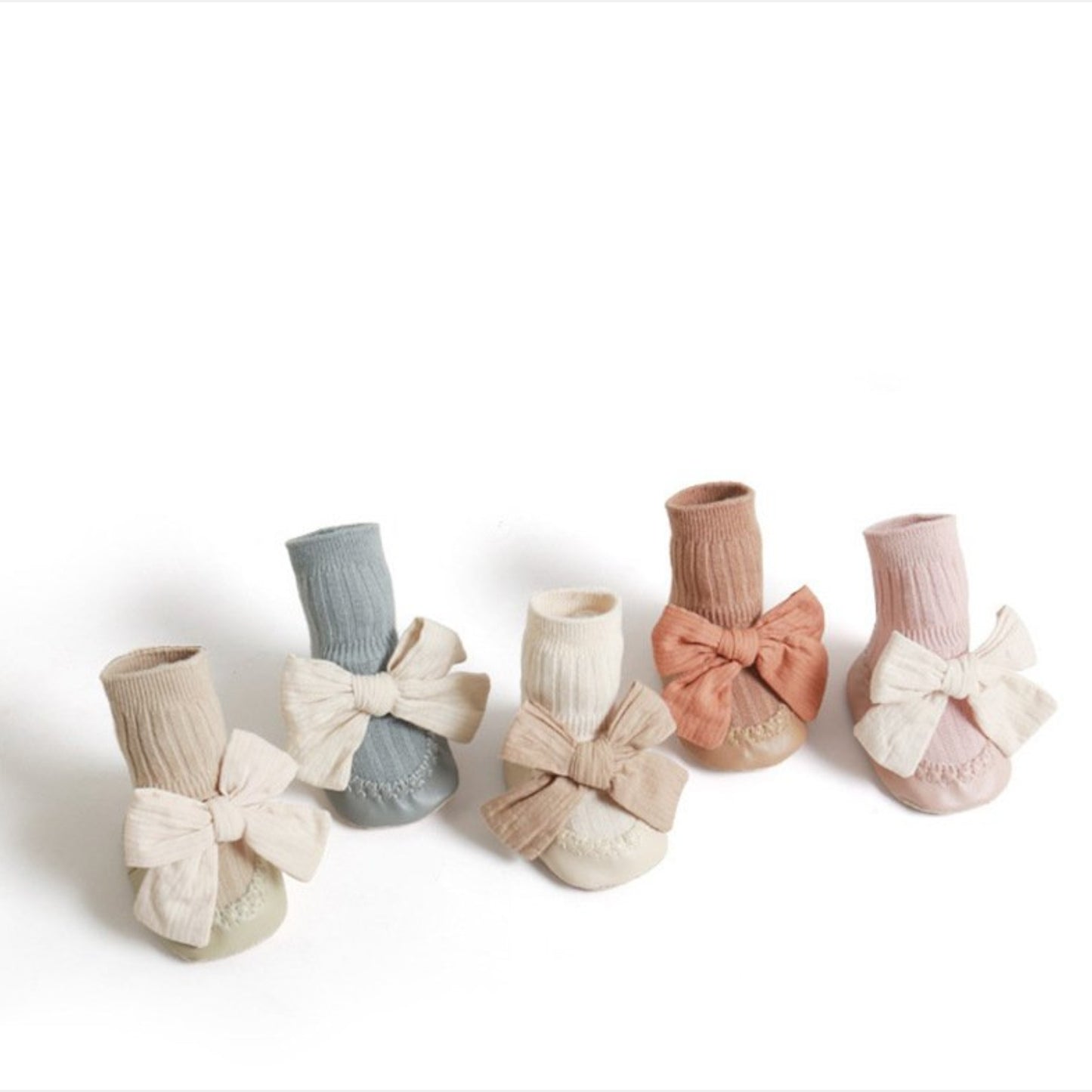 Cotton Bow Baby Slipper Socks, Pink (11-13cm)