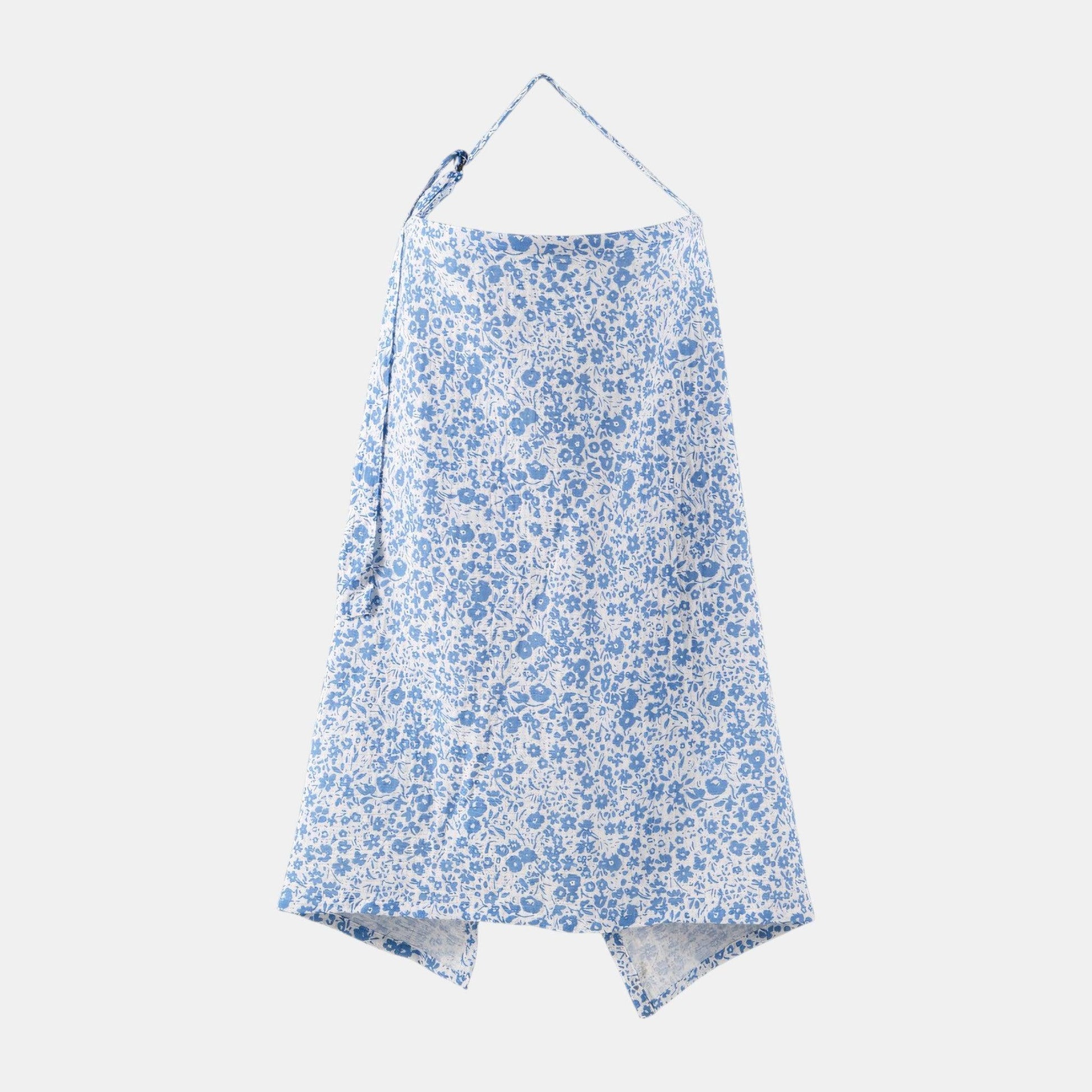 Cotton Gauze Nursing Cover, Blue Blossoms - Bambisserie