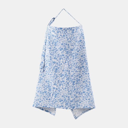 Cotton Gauze Nursing Cover, Blue Blossoms - Bambisserie