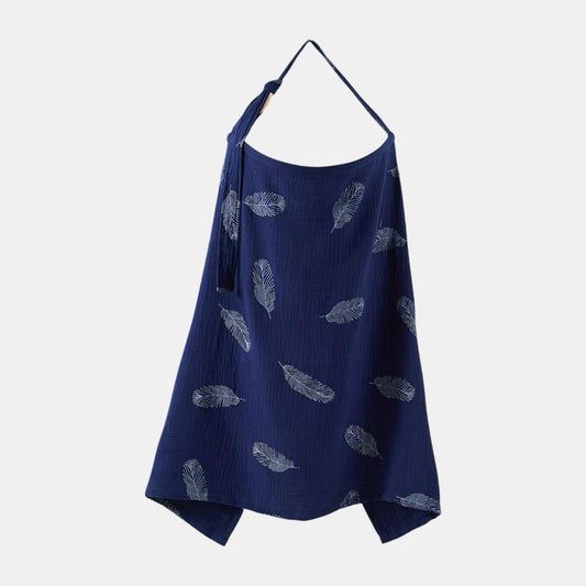 Cotton Gauze Nursing Cover, Navy Feather- Bambisserie