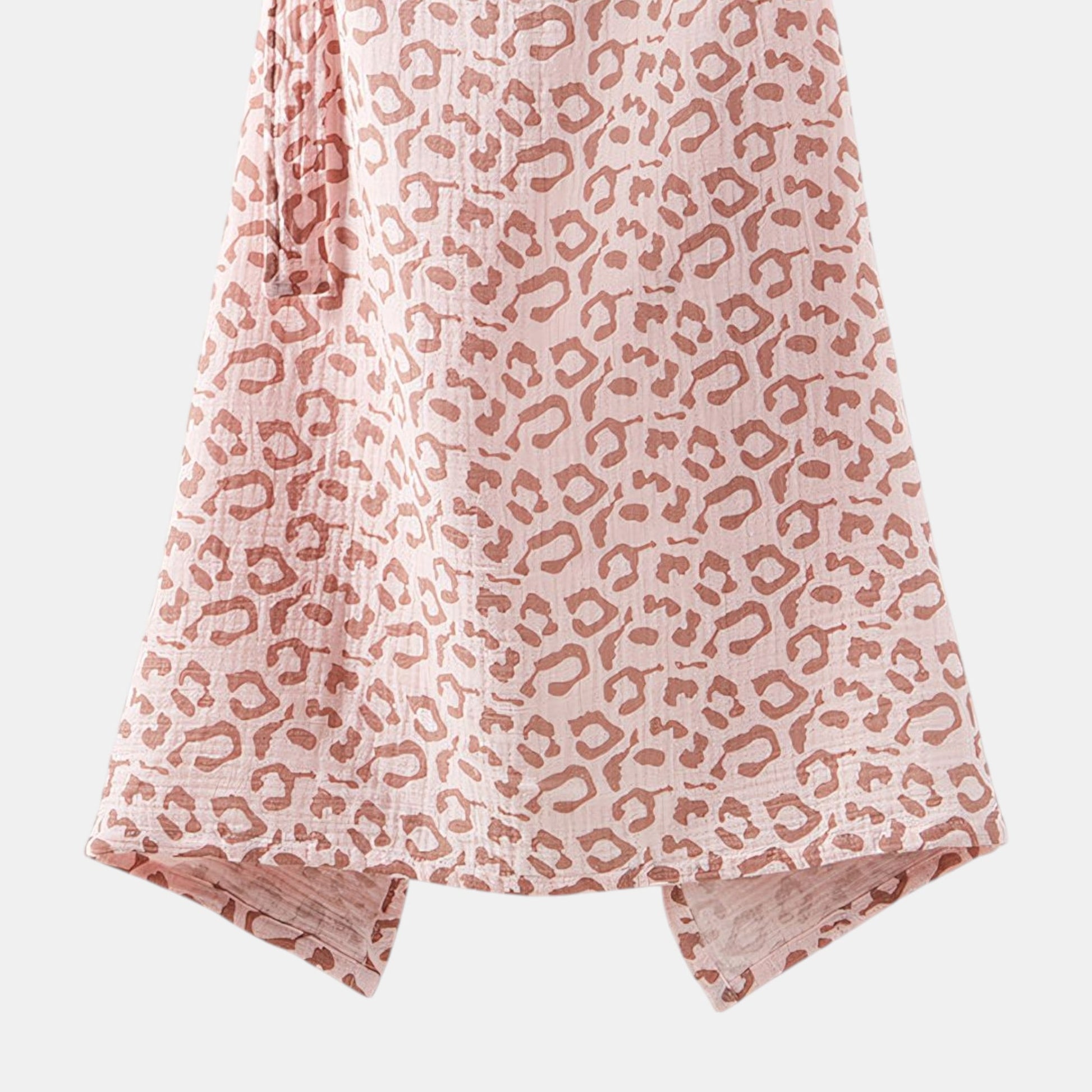 Cotton Gauze Nursing Cover, Pink Leopard Detail - Bambisserie