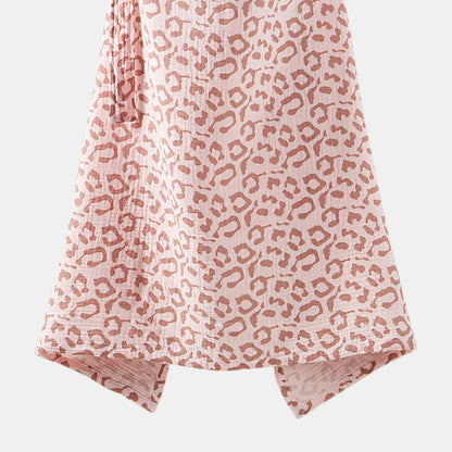 Cotton Gauze Nursing Cover, Pink Leopard Detail - Bambisserie