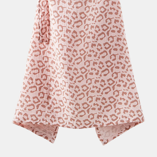 Cotton Gauze Nursing Cover, Pink Leopard Detail - Bambisserie