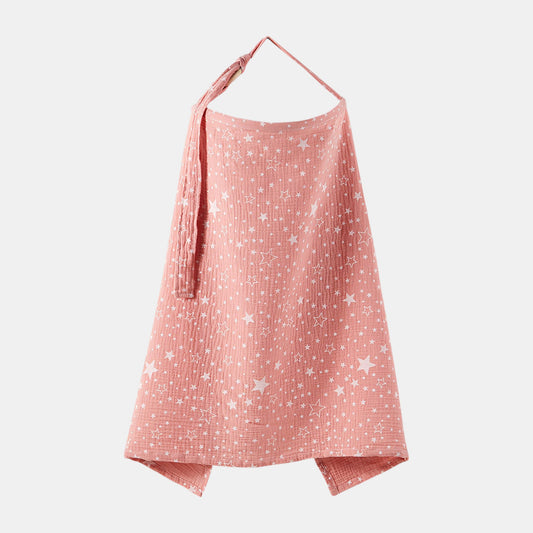 Cotton Gauze Nursing Cover, Pink Stars - Bambisserie