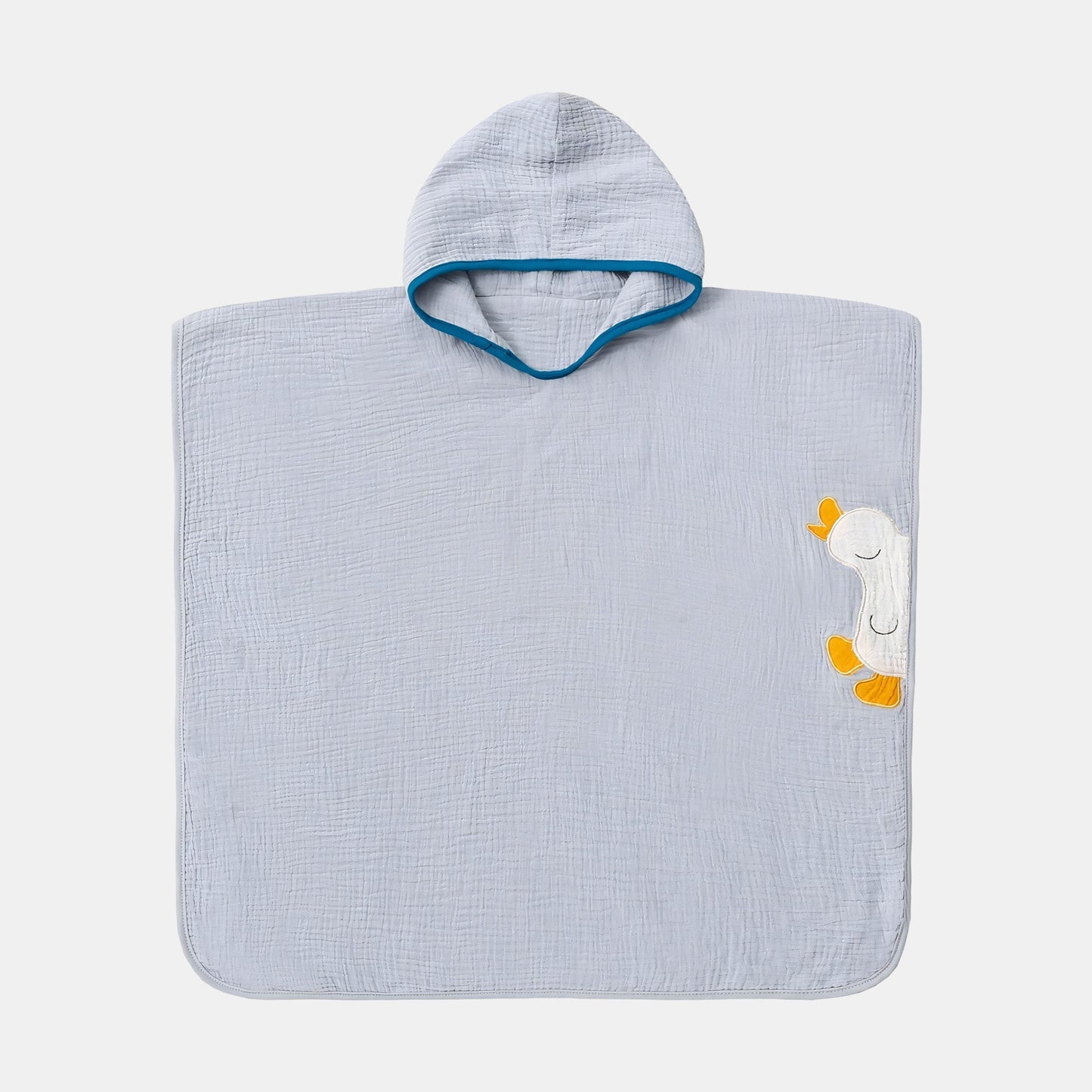 Little Duckling Cotton Hooded Towel Poncho, Grey - Bambisserie
