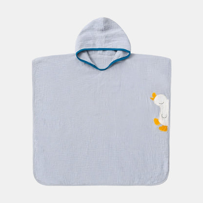 Little Duckling Cotton Hooded Towel Poncho, Grey - Bambisserie