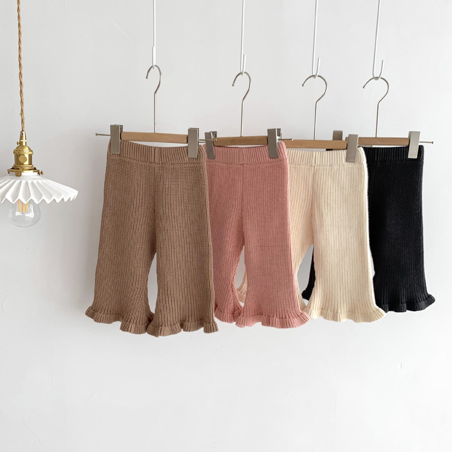 Cream Cotton Knit Flare Trousers (3m-3yrs)