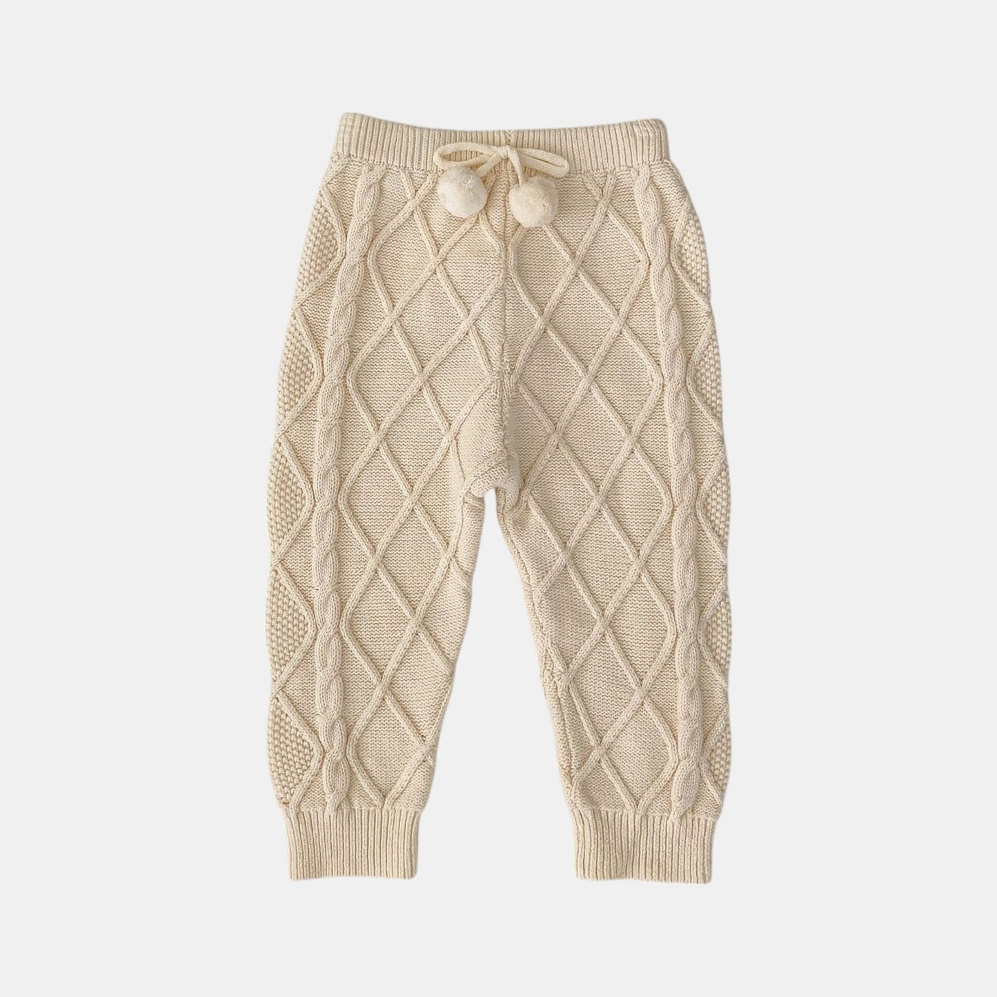 Cream Lattice Cotton Knit Trousers (3m-3yrs)