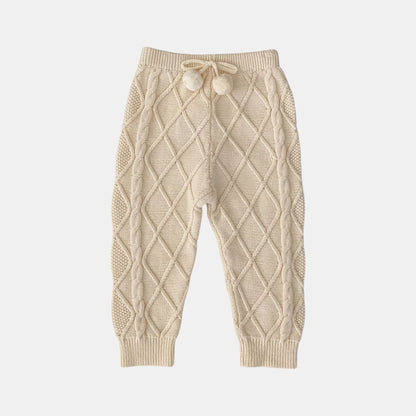 Cream Lattice Cotton Knit Trousers (3m-3yrs)