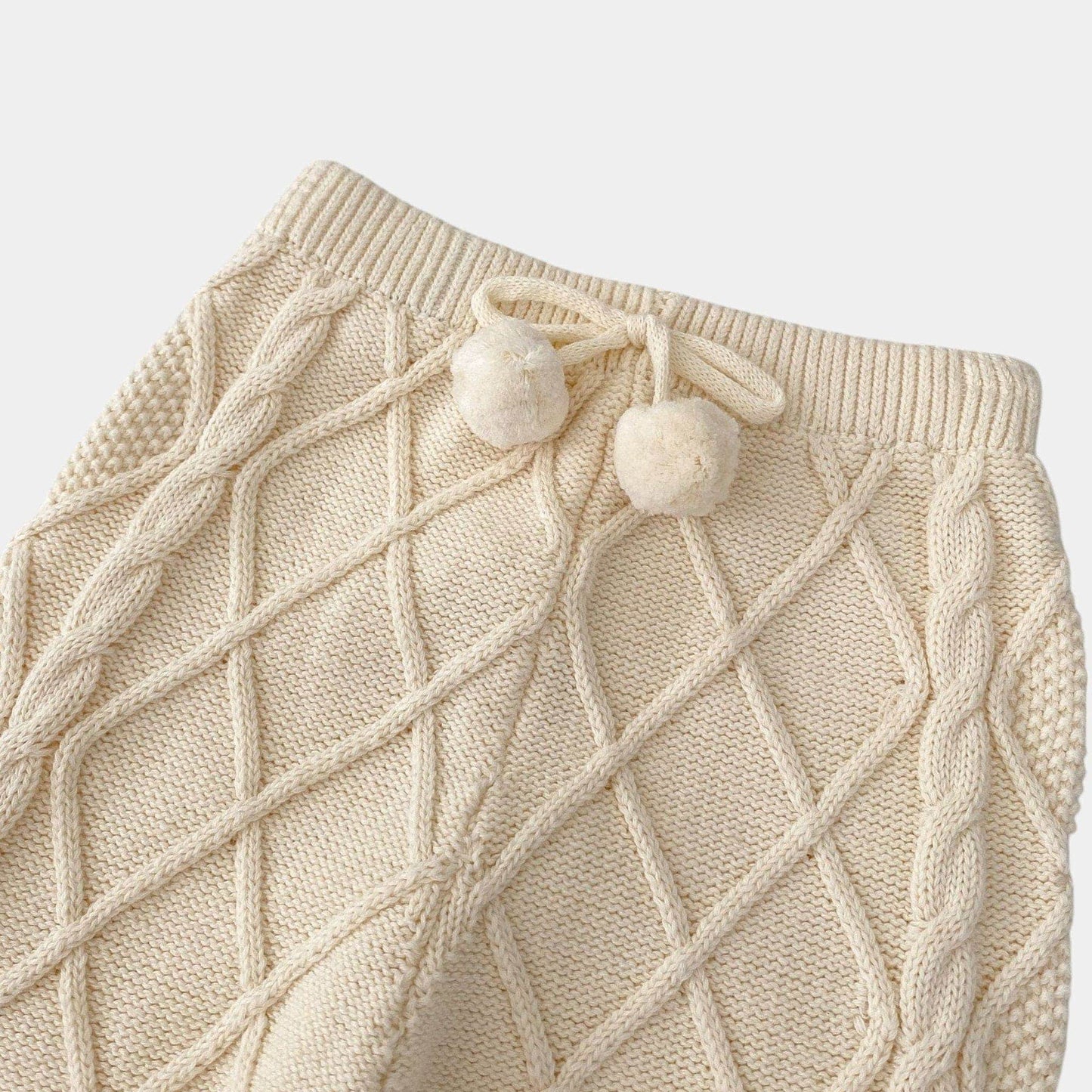 Cream Lattice Cotton Knit Trousers (3m-3yrs)