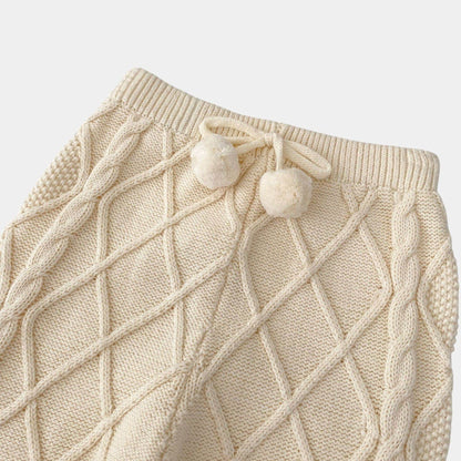 Cream Lattice Cotton Knit Trousers (3m-3yrs)