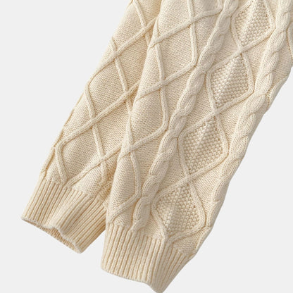 Cream Lattice Cotton Knit Trousers (3m-3yrs)