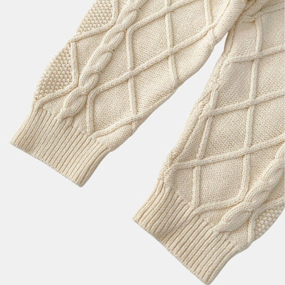 Cream Lattice Cotton Knit Trousers (3m-3yrs)