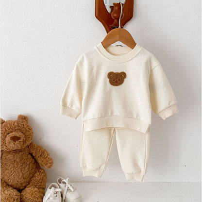 Cuddle Bear Cotton Lounge Set, Cream (6m-4yrs)