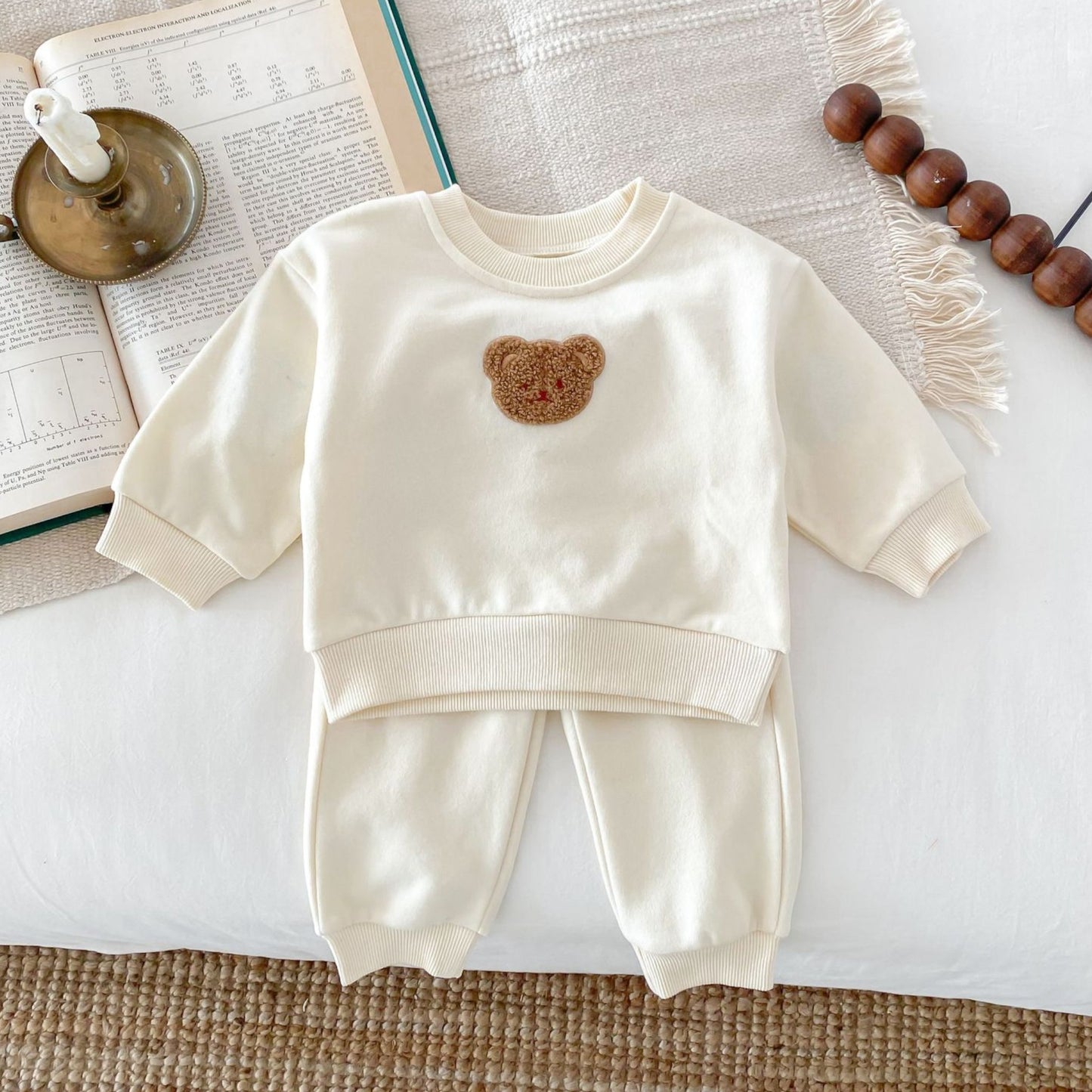 Cuddle Bear Cotton Lounge Set, Cream (6m-4yrs)