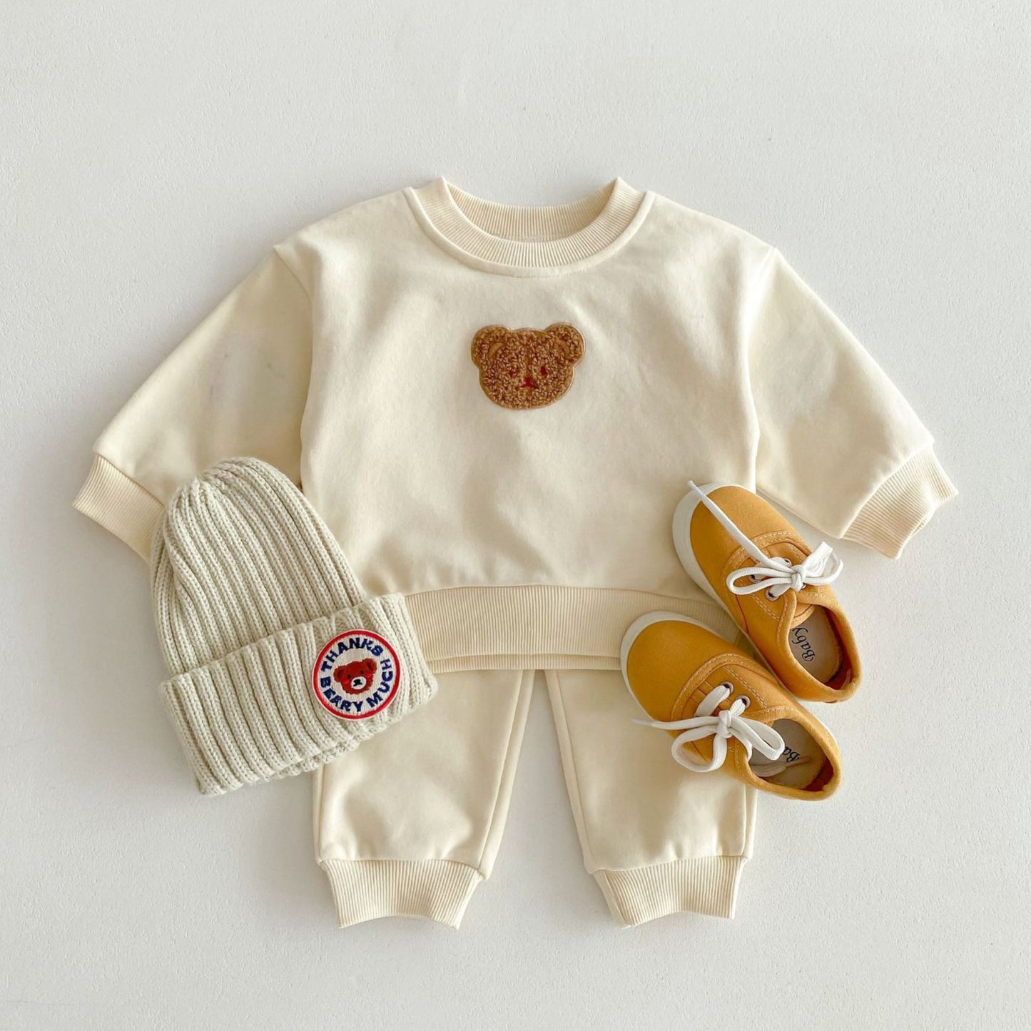 Cuddle Bear Cotton Lounge Set, Cream (6m-4yrs)