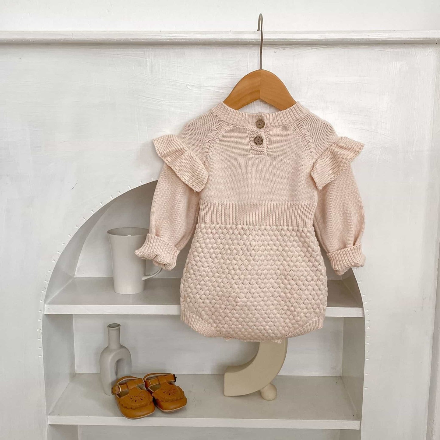 Dani Ruffle Knit Romper - Blush (3m-24m)