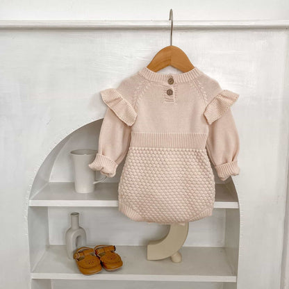 Dani Ruffle Knit Romper - Blush (3m-24m)