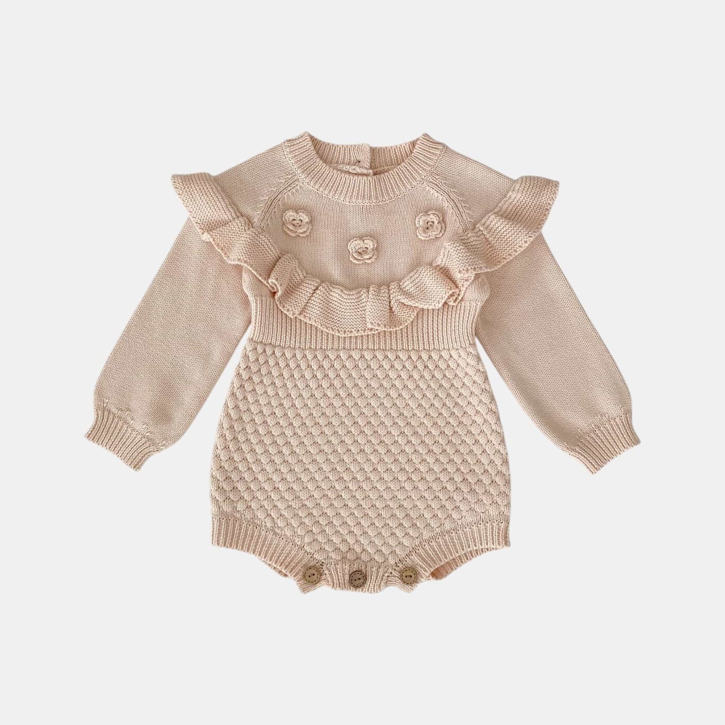 Dani Ruffle Knit Romper - Blush (3m-24m)
