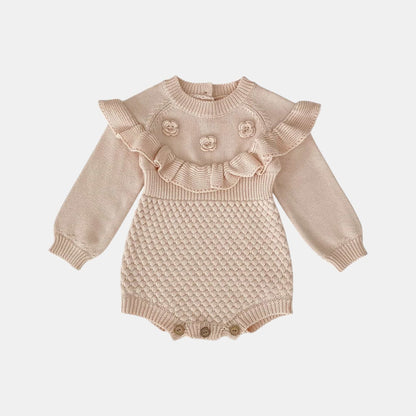 Dani Ruffle Knit Romper - Blush (3m-24m)