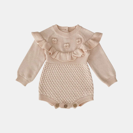 Dani Ruffle Knit Romper - Blush (3m-24m)
