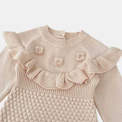 Dani Ruffle Knit Romper - Blush (3m-24m)